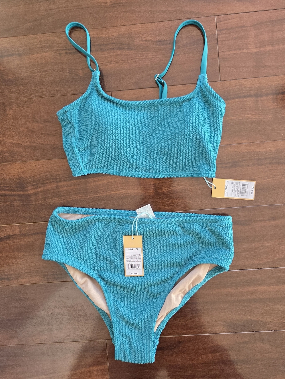 Kona Sol Turquoise Textured Two-Piece Bikini Set